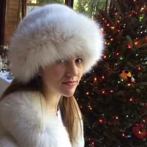 Balenciaga Silver Blush Fox Full Length and hat